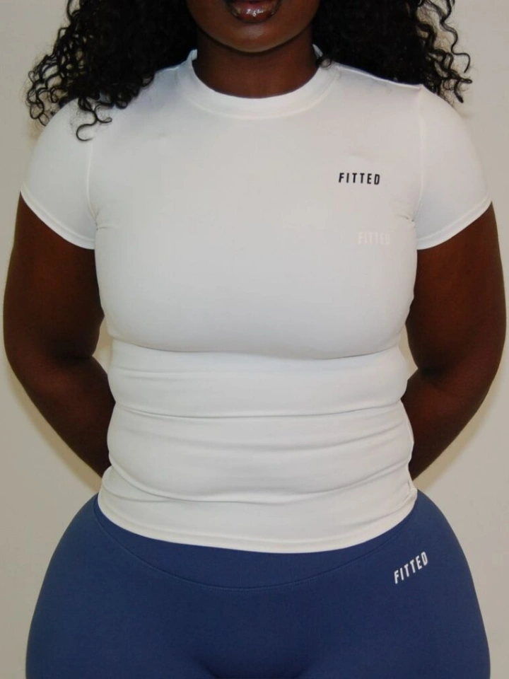Cloud White Compression Tee Tops - 2