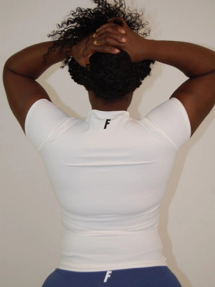 Cloud White Compression Tee Tops - 3