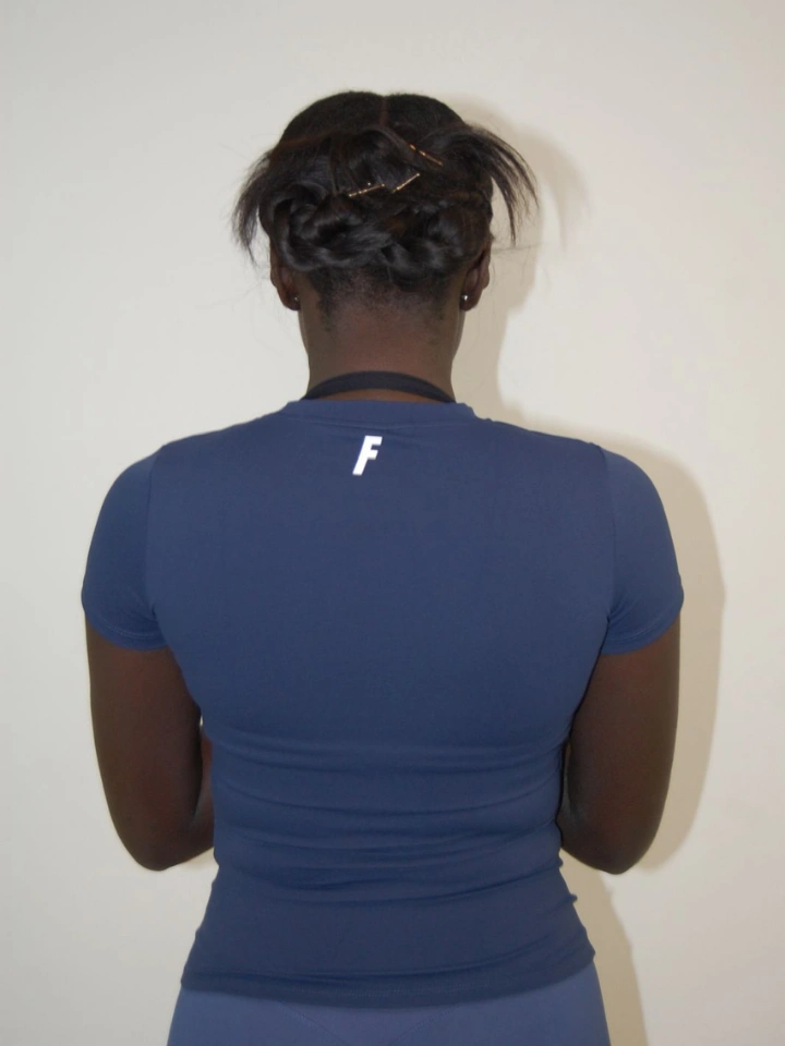 Navy Blue Compression Tee Tops - 2