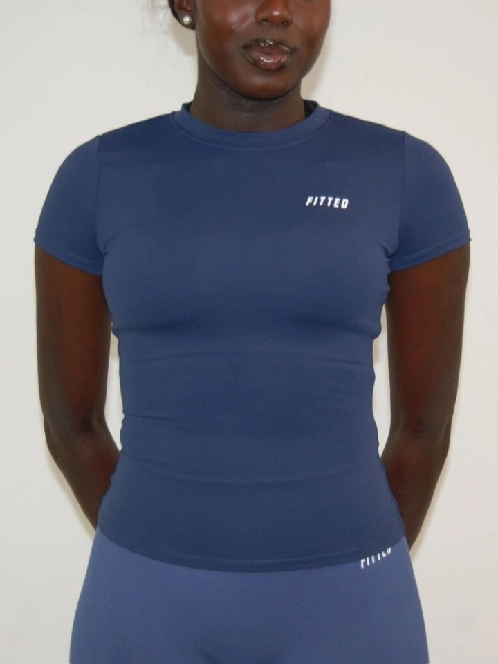 Navy Blue Compression Tee Tops - 3